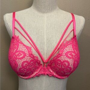Victoria’s Secret Very Sexy Strappy Pink Lace Push Bra Women’s Size 34C